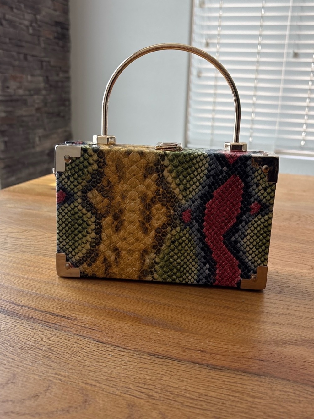 Wild Snake-Print Box Clutch Mini Handbag Multicolor Purse
